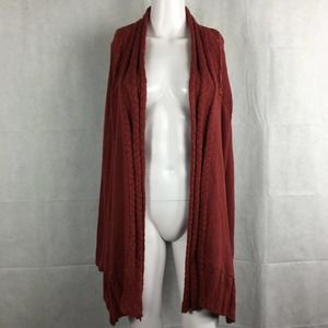 Lucky Brand Lucky‎ Lotus Cardigan Womens Sz M Pink Knit Open Front Sweater